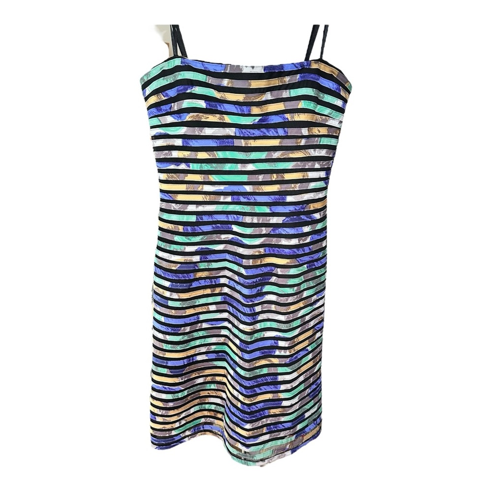 BCBG MaxAzria Strapless Mini Dress NWT Size 6 Silk Mesh Stripe $348 Retail